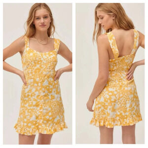 Faithful The Brand Lou Lou Mini Dress Hestia Floral in Jasmine Yellow Size S / 4
